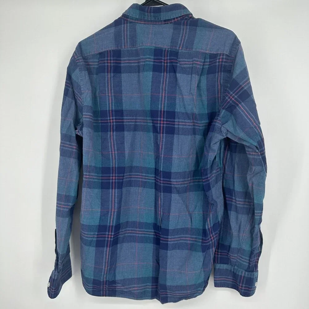 J. Crew Men's Plaid Button Down Shirt‎ Blue Size Large Slim